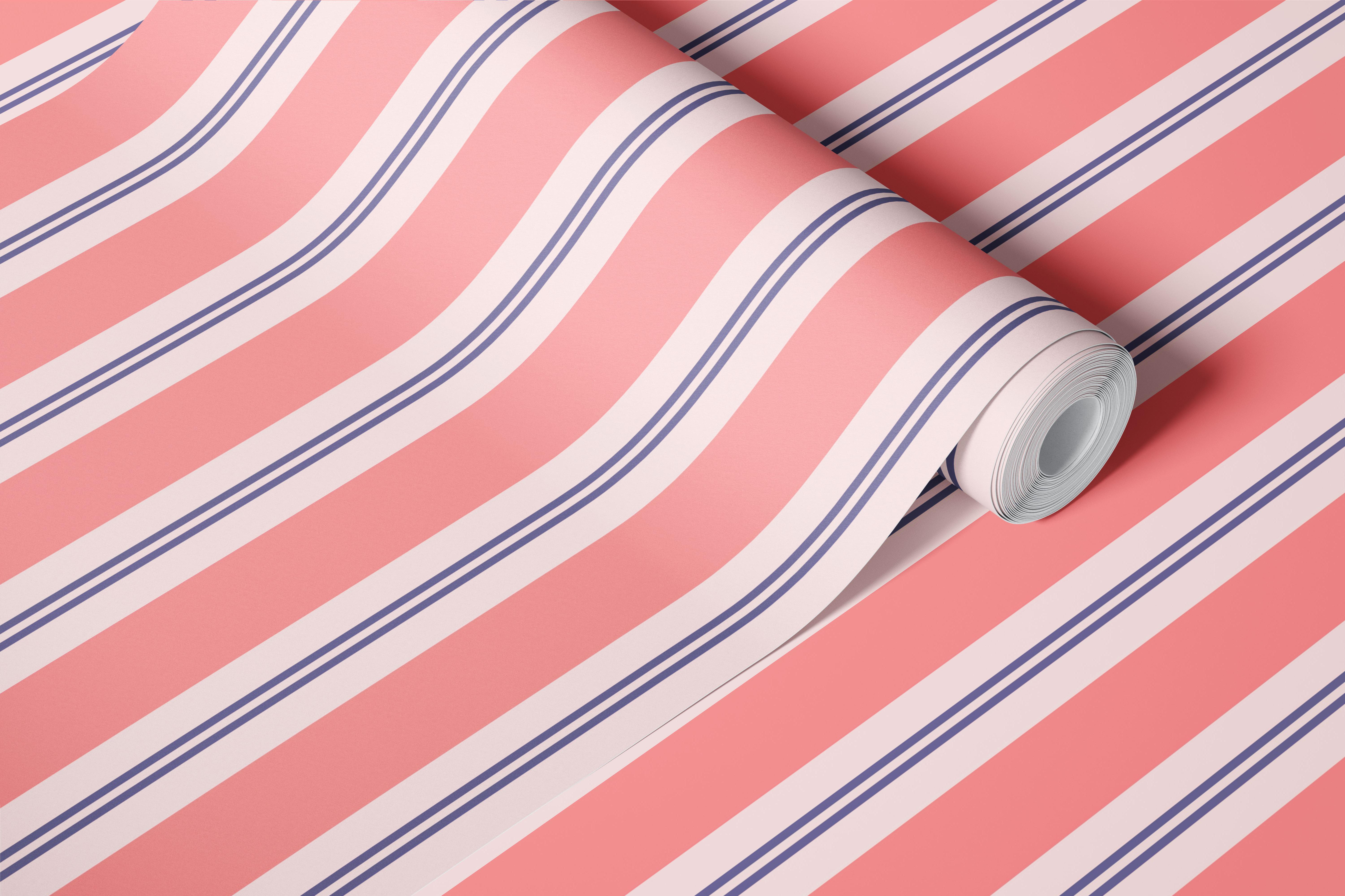 Modern Regency Violet and Raspberry Stripes Tapete im Raum
