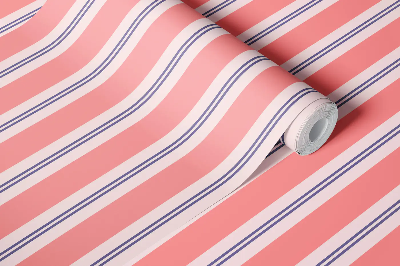 Modern Regency Violet and Raspberry Stripes wallpaper roll