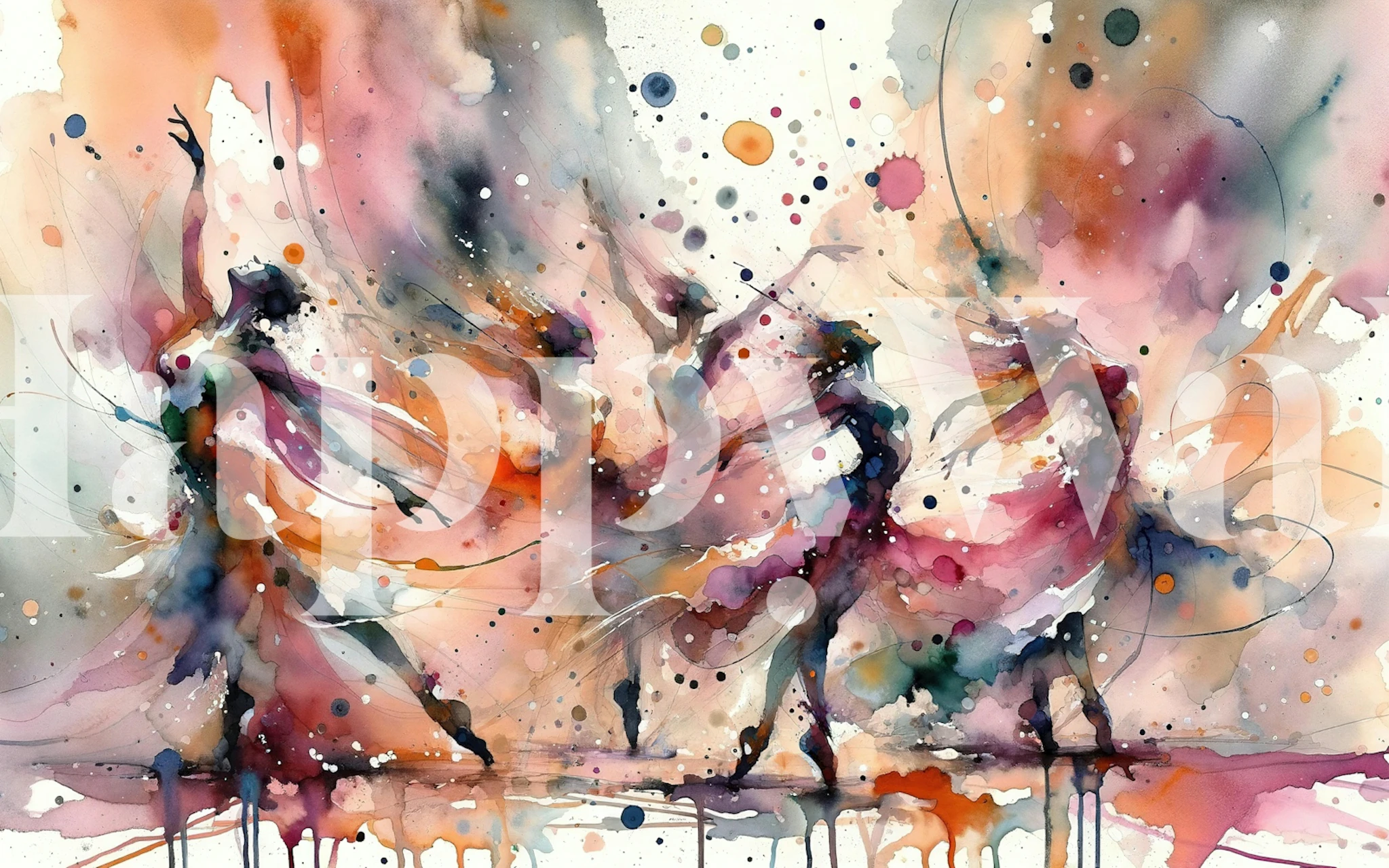 Diseño de papel pintado colorido con figuras bailando