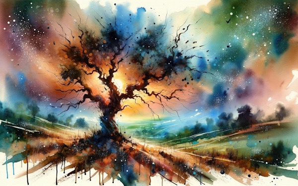 Abstract Tree at Sunset