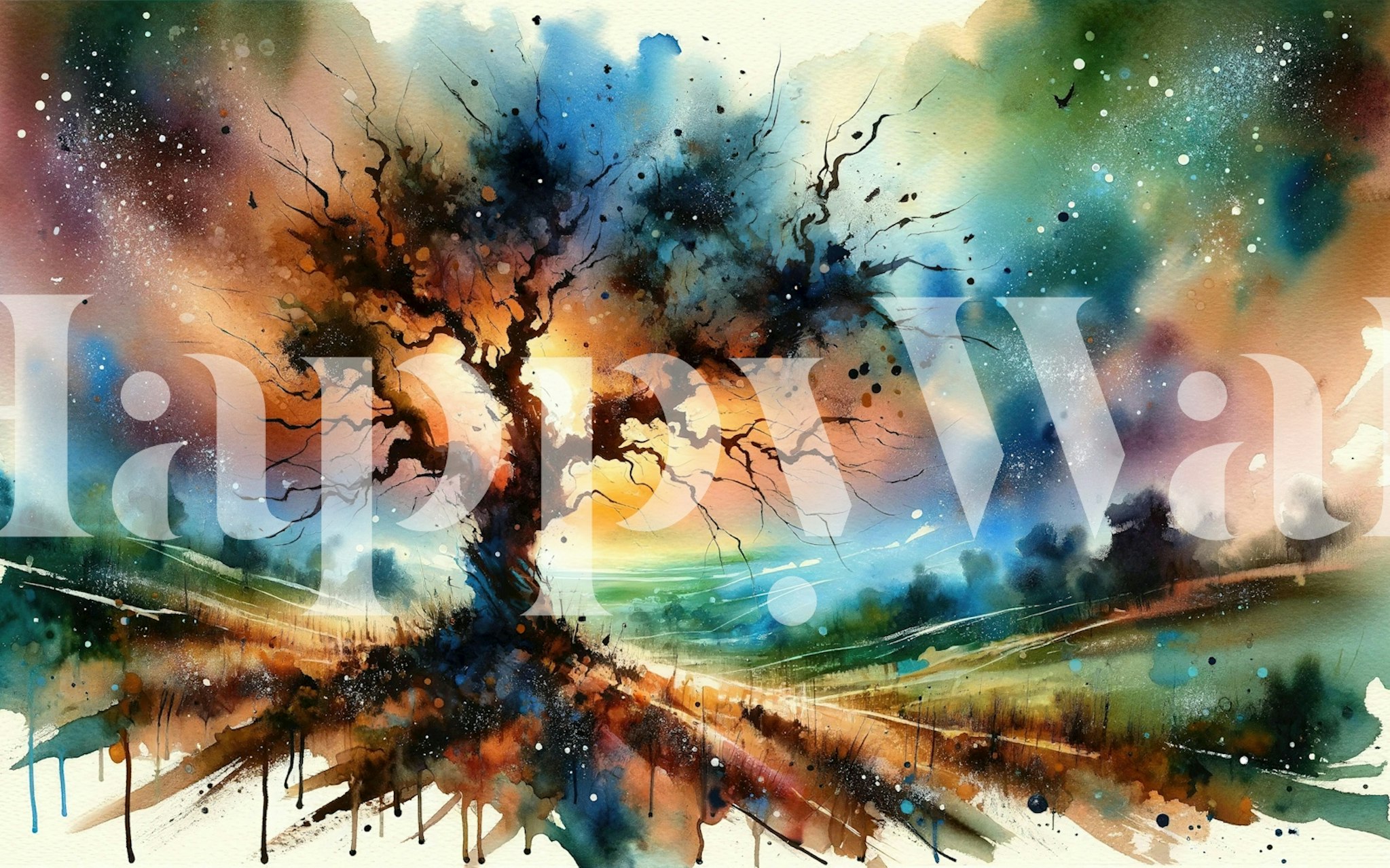 Abstract Tree at Sunset wallpaper