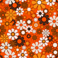 Groovy 70s Retro Floral Pattern behang