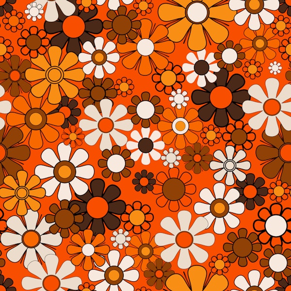 Groovy 70s Retro Floral Pattern
