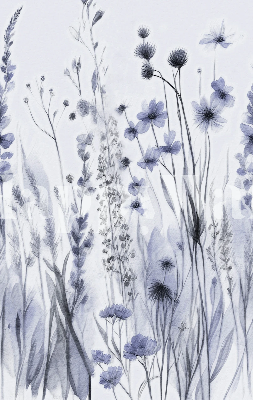 Design mit blauen Wildblumen.