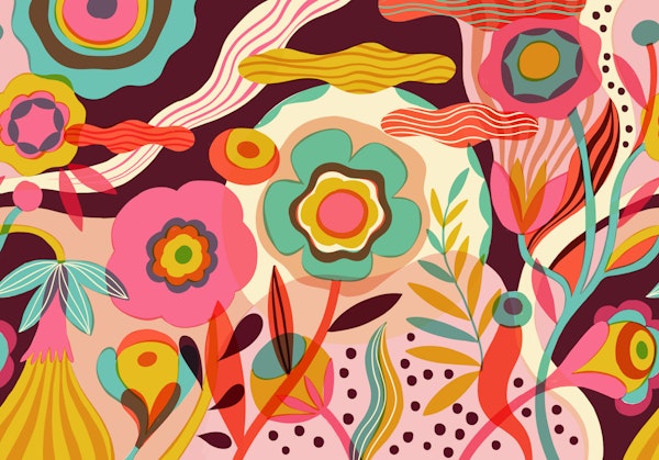 Popart Colorful floral composition
