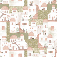 Santorini in clay pink olive green XL wallpaper