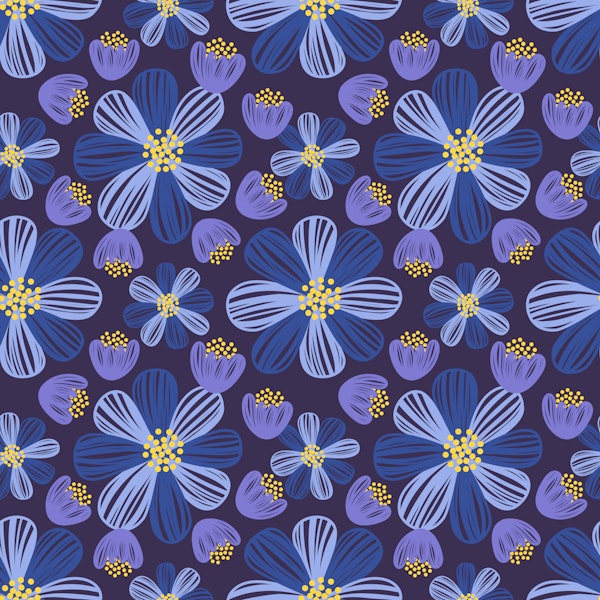 Midnight Blue Floral Bloom