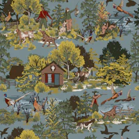 Rustic Hunting Cabin Forest Landscape wallpaper