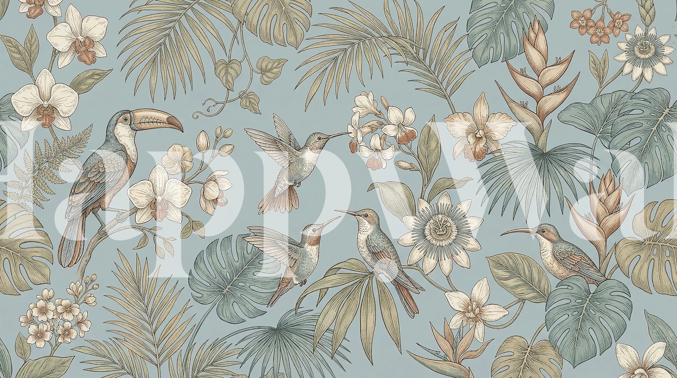 Tropical Serenity tapetdesign i ett rum