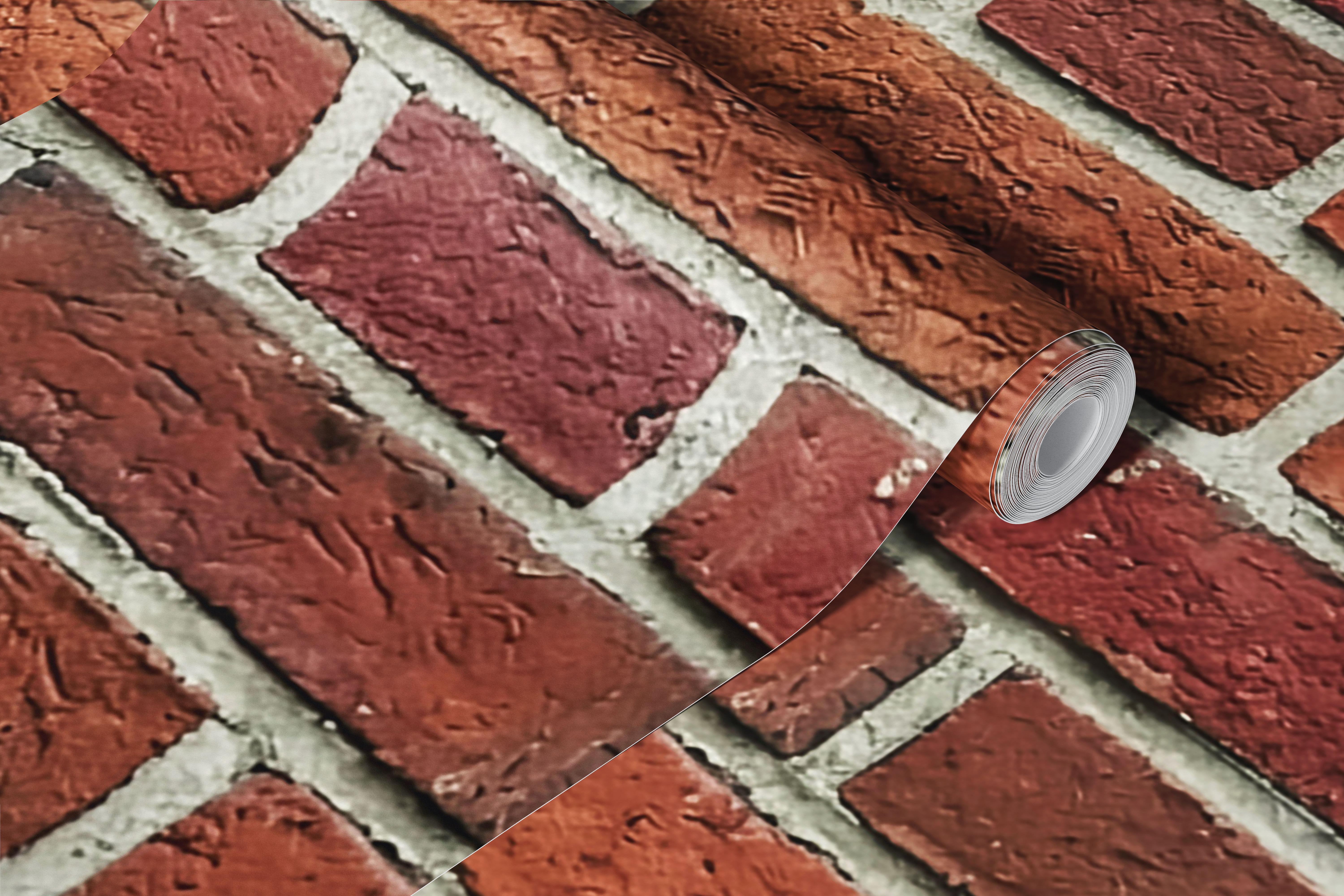 Rustic red brick texture wallpaper in a room