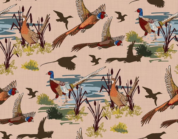 Rustic Pheasant Meadow Scene