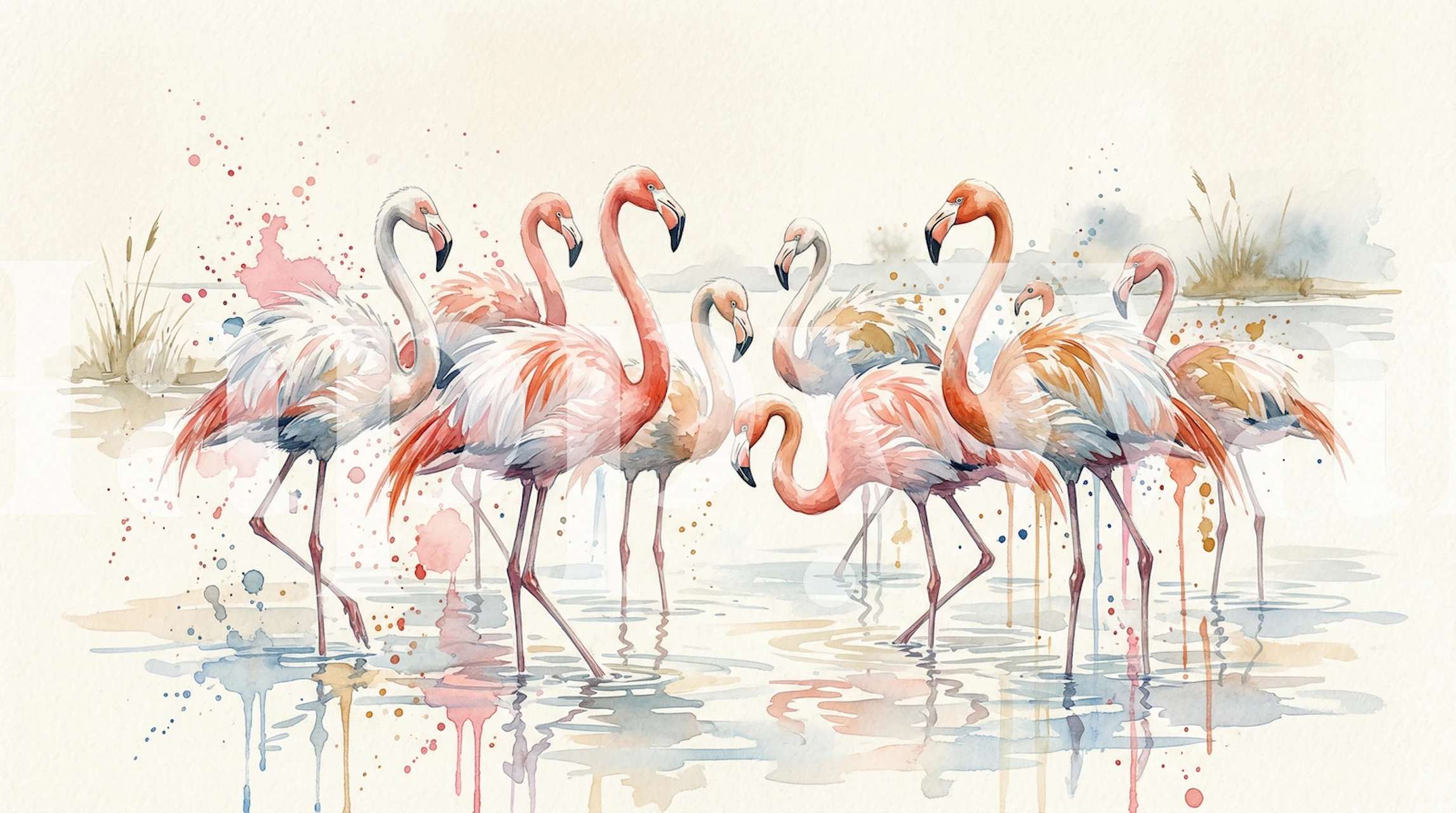 Flamingo Lagoon Dream wallpaper in a room