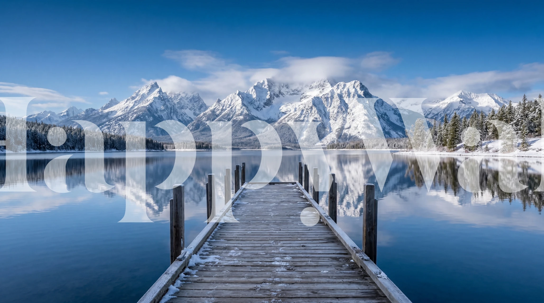 Winter Peaks Reflection wallpaper in a room