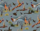 Rustic Pheasant Bird Silhouettes Blue