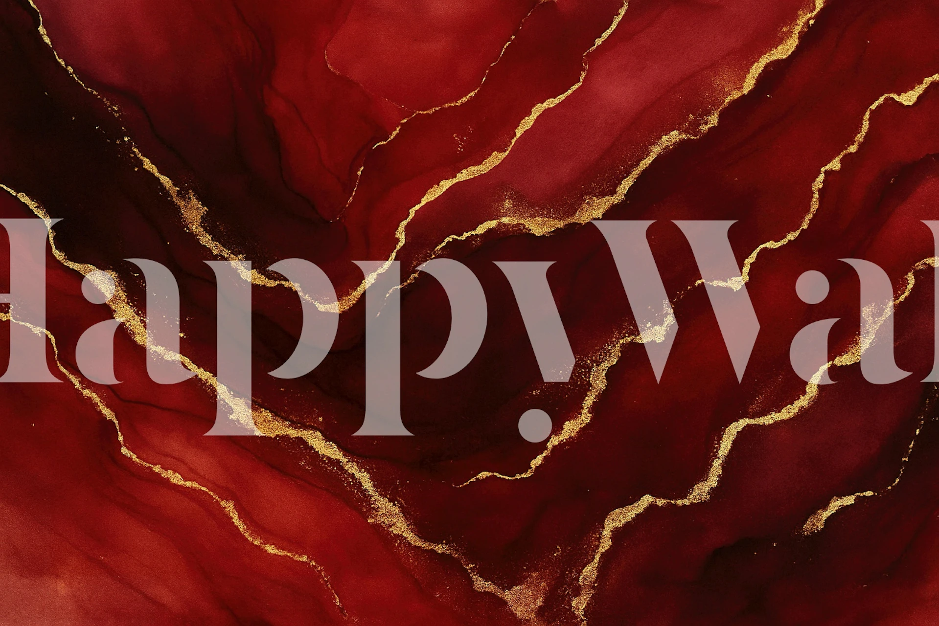 Burgundy gold abstract marble wallpaper in a room