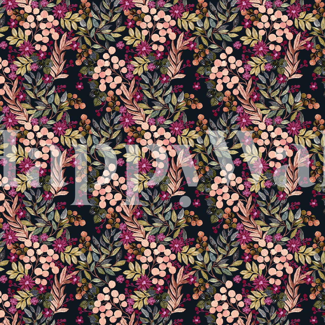 Carta da parati Midnight Botanical Bloom in una stanza