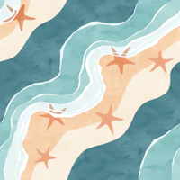 Teal Tides on Peachy Shores wallpaper