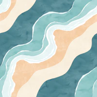 Teal Tide on Peach Shore wallpaper