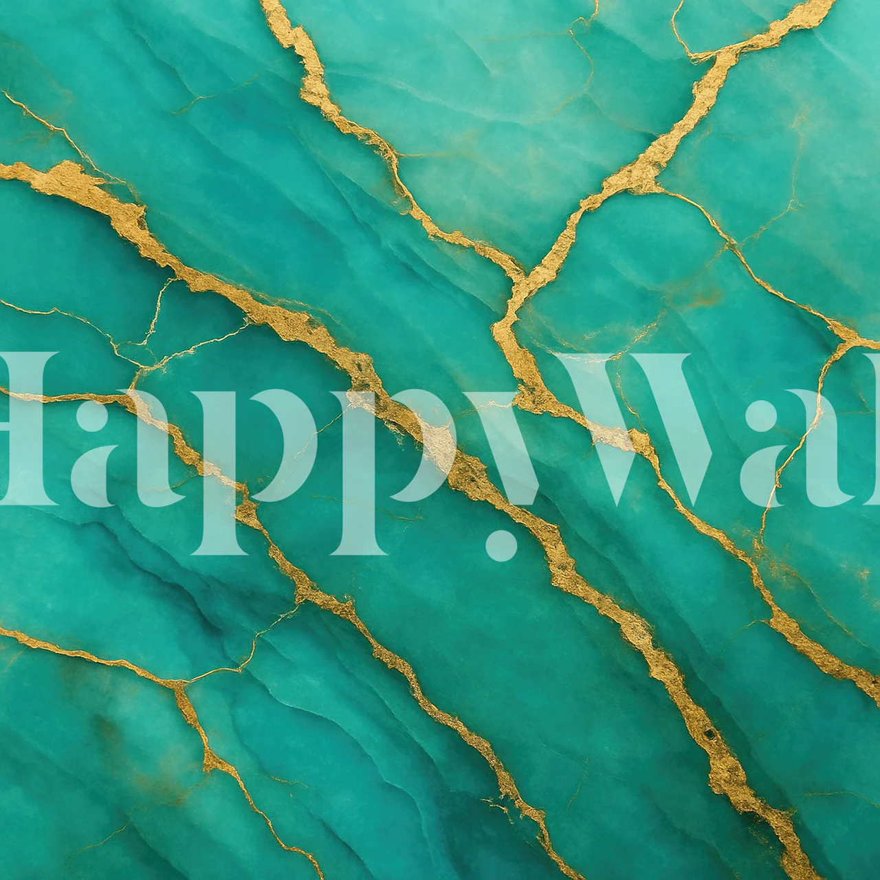 Golden Turquoise Veins wallpaper in a room