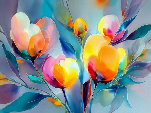 Bright Botanical Flowers Painterly