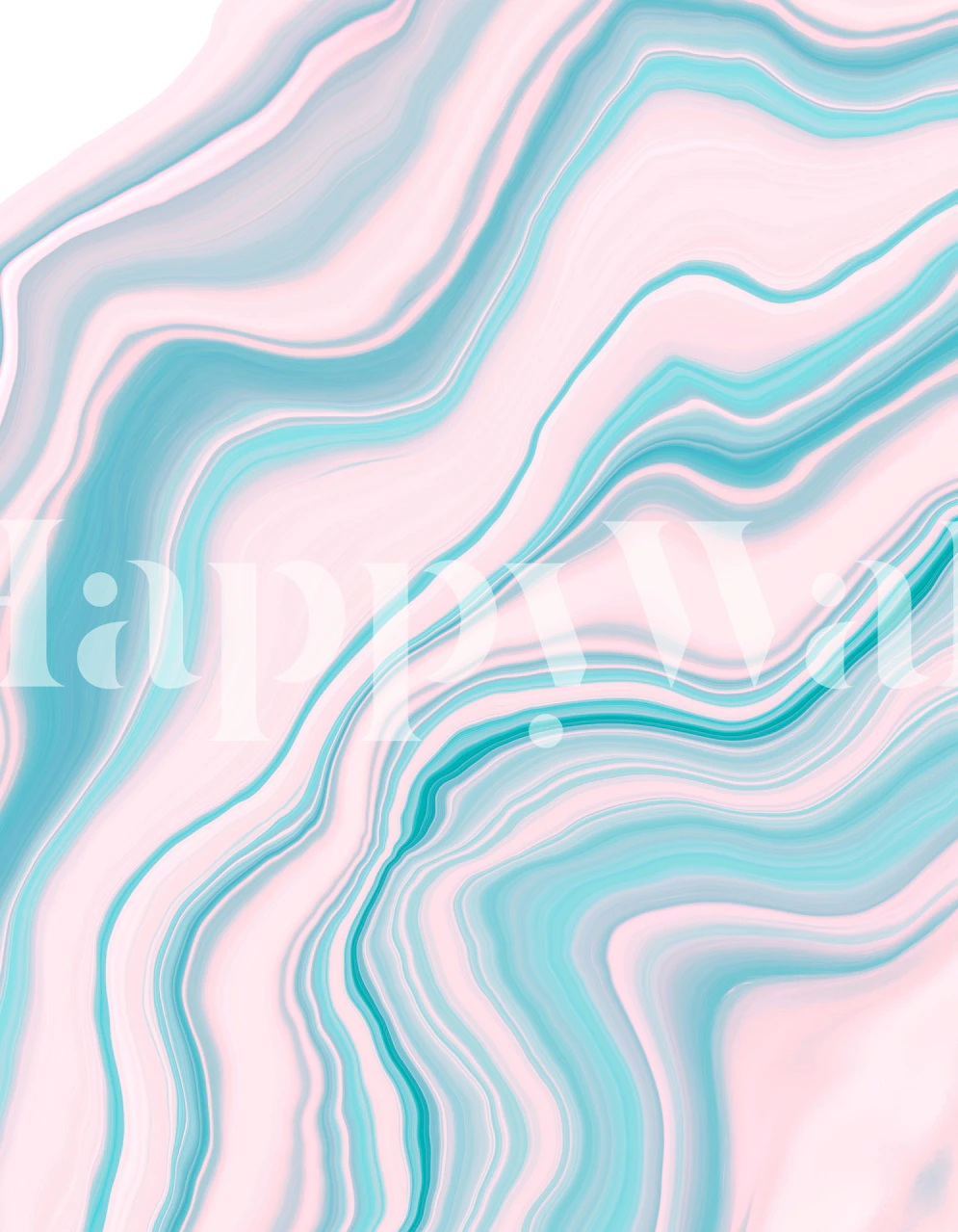 Pastelkleurig agaat-geïnspireerd behang met zachte roze en blauwe zwirls die een rustige, natuurlijke steen-effect creëren.