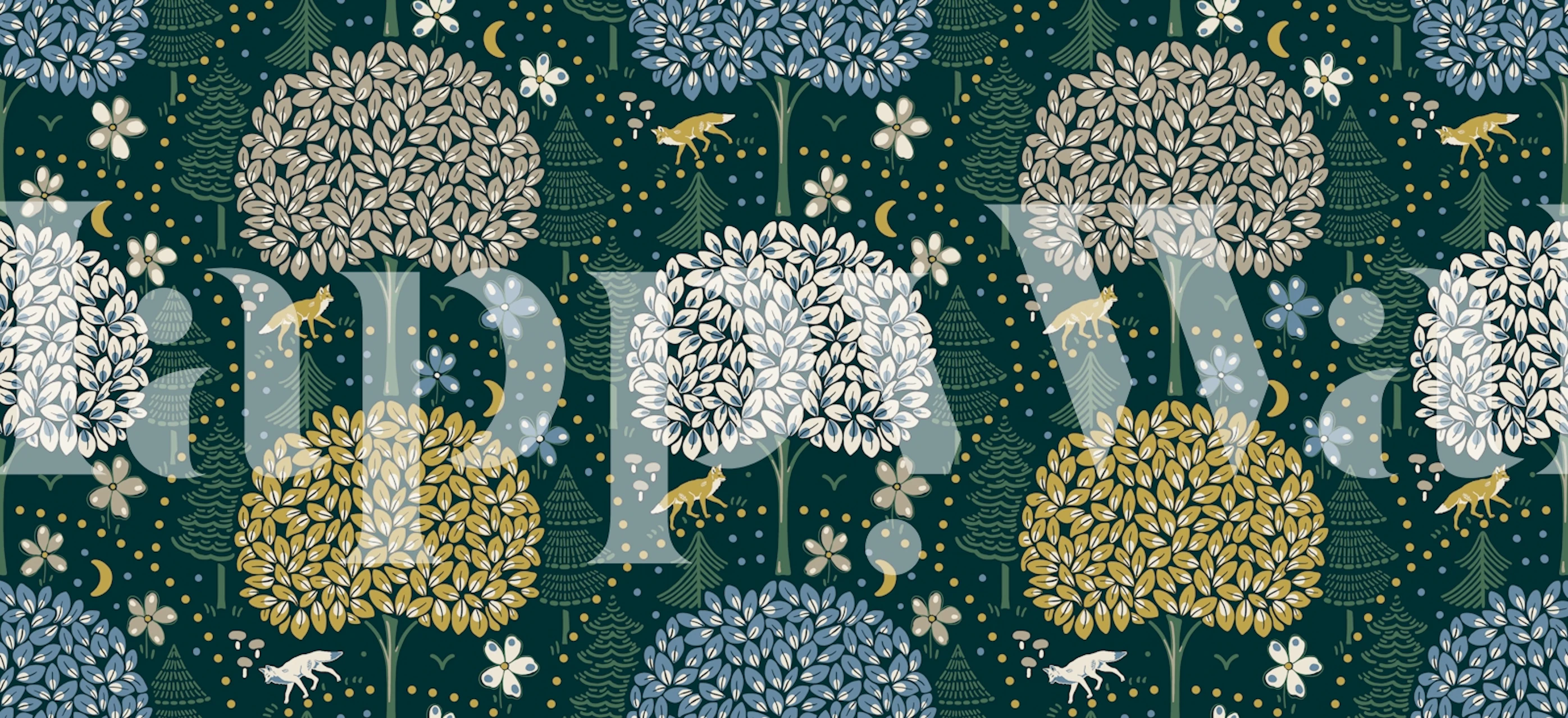 Round Forest Moody Green wallpaper in a room