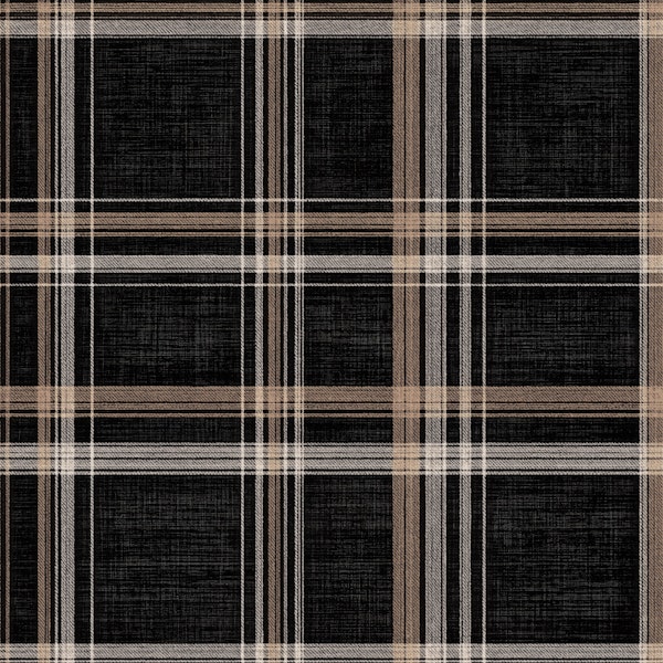 Rustic Black Beige Tartan