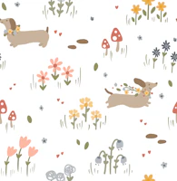Dachshunds and Wildflowers Jumbo behang