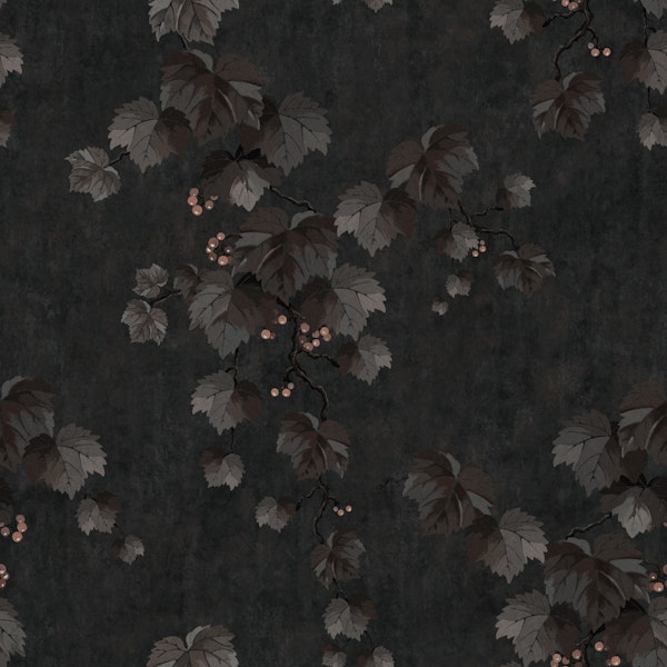 Dark Botanical Grapevine Leaves - Brown