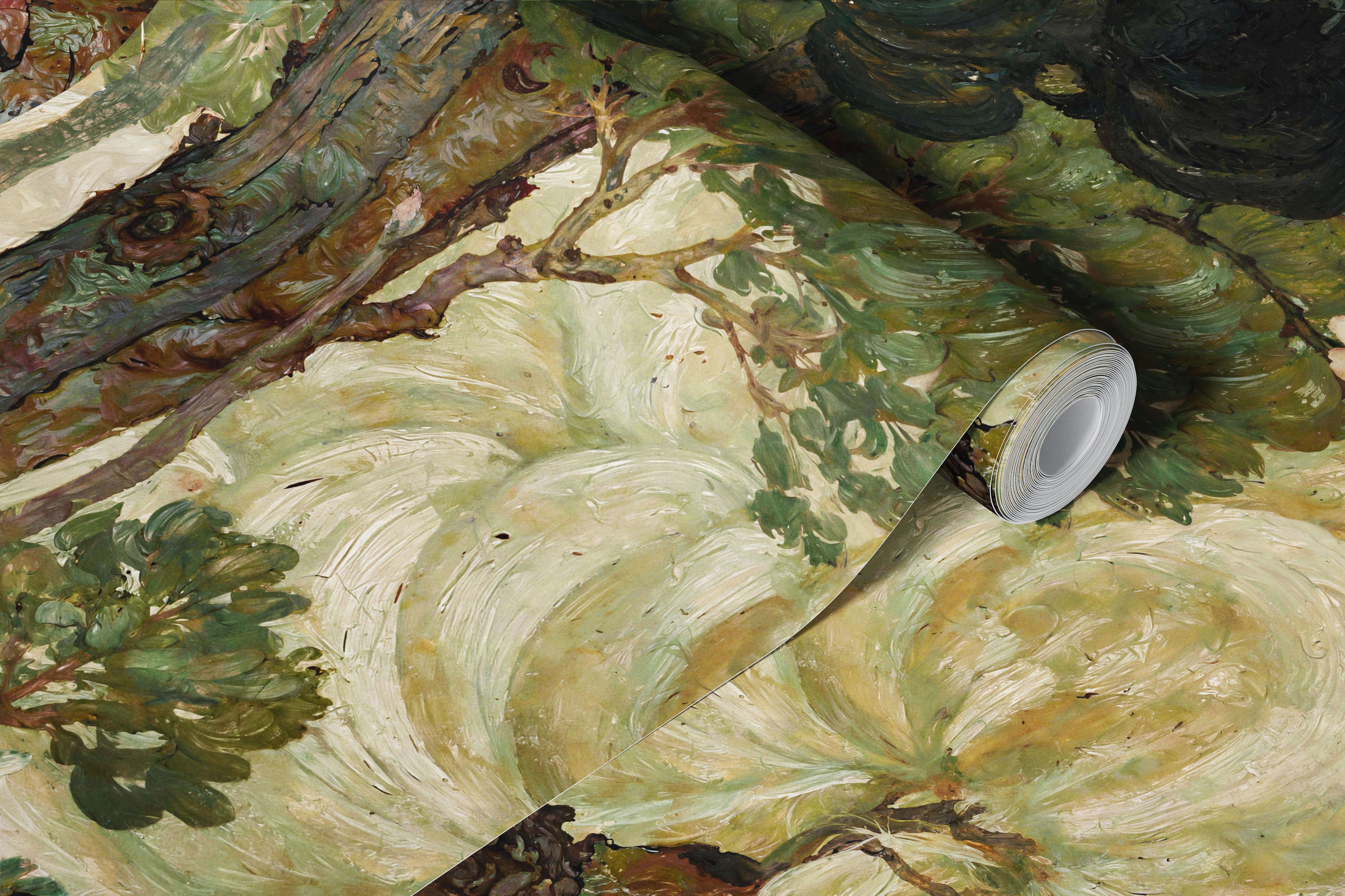 Lush Green Cherry Tree Fantasy wallpaper in a room