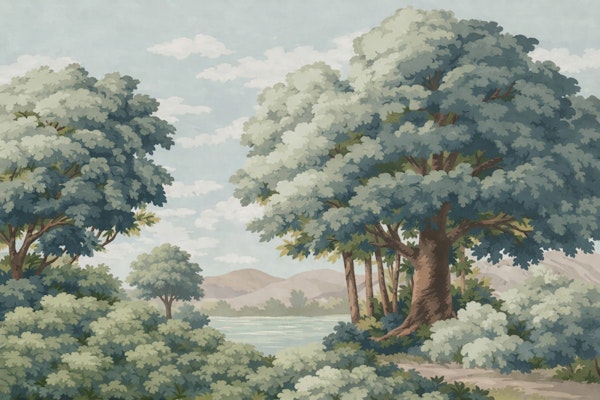 Countryside Trees and Lake View