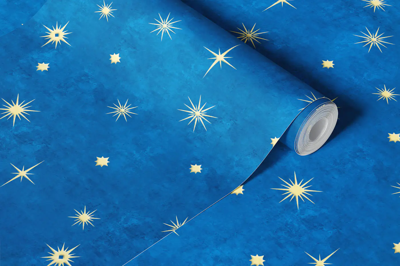 Golden Stars on Deep Blue wallpaper roll