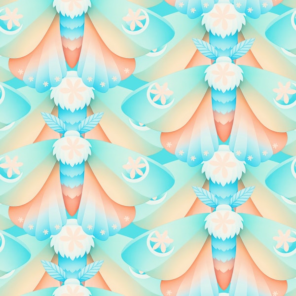 Mint Moth Butterfly Rainbow Pattern