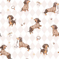 Doxie Pups - brown diamonds dachshund wallpaper