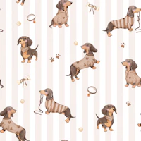 Doxie Pups - brown stripes dachshund behang