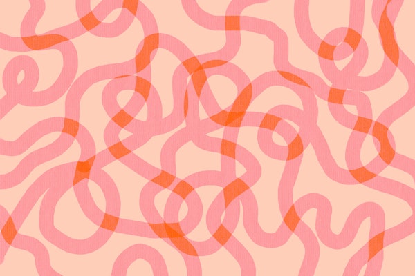 Pink Peach Red Squiggle Lines
