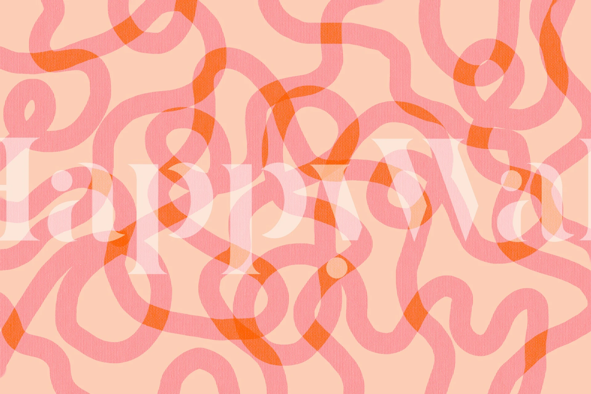 Lyserød fersken rød buede linjer tapet i et rum