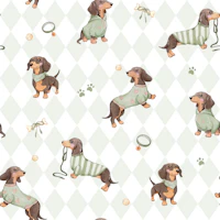 Doxie Pups - olive diamonds dachshund wallpaper
