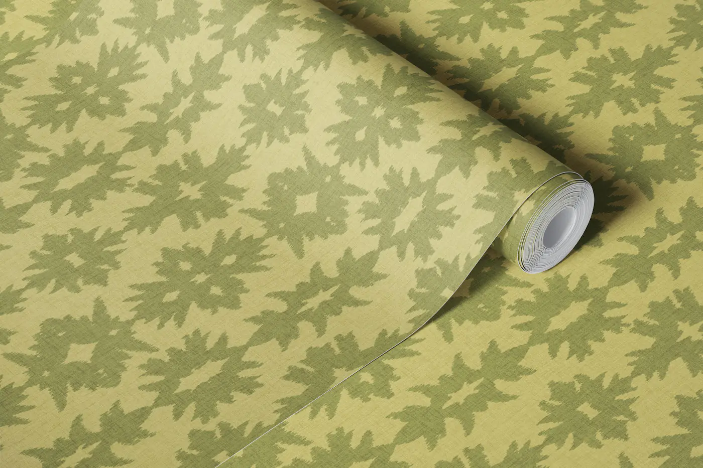 boho ikat - vintage green wallpaper roll