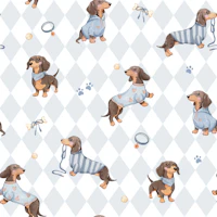 Doxie Pups - blue diamonds dachshund wallpaper