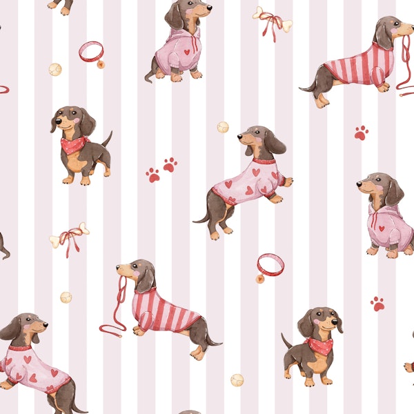 Doxie Pups - pink stripes