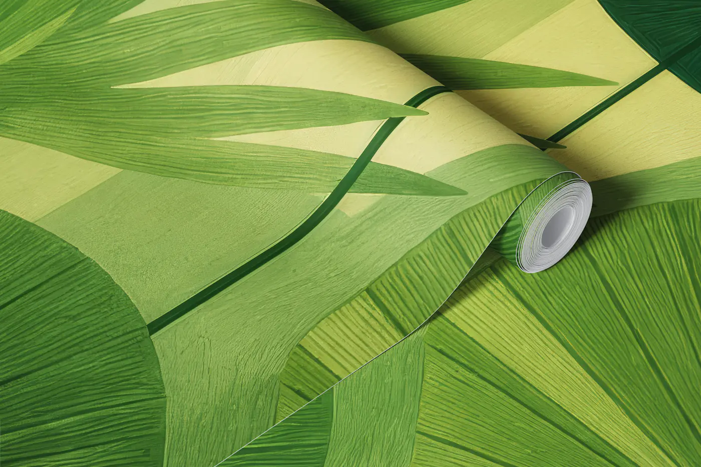 Modern Green Botanical Shapes wallpaper roll