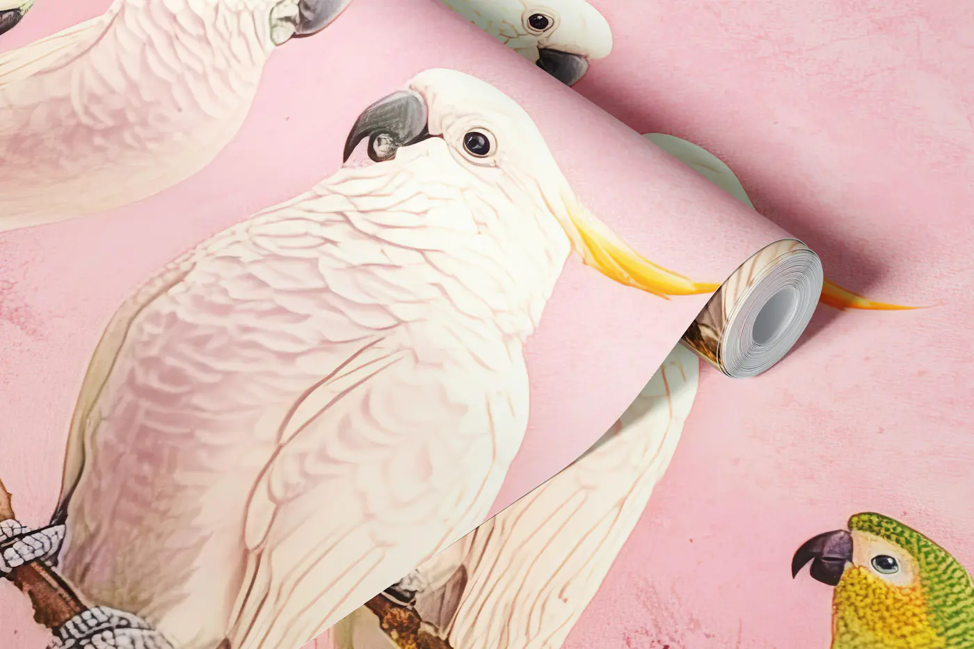 Parrots and Peonies Garden wallpaper roll