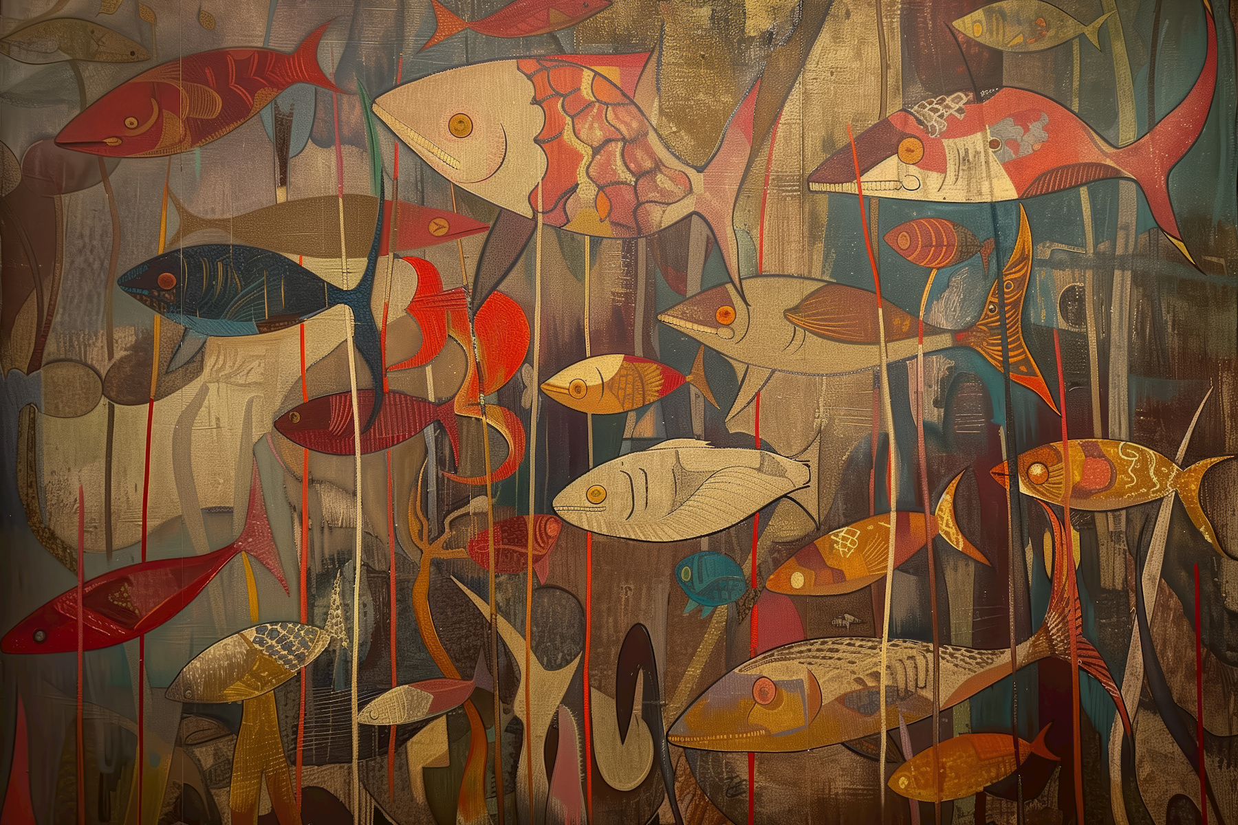 Abstract Fish Pattern Wallpaper | HappyWall