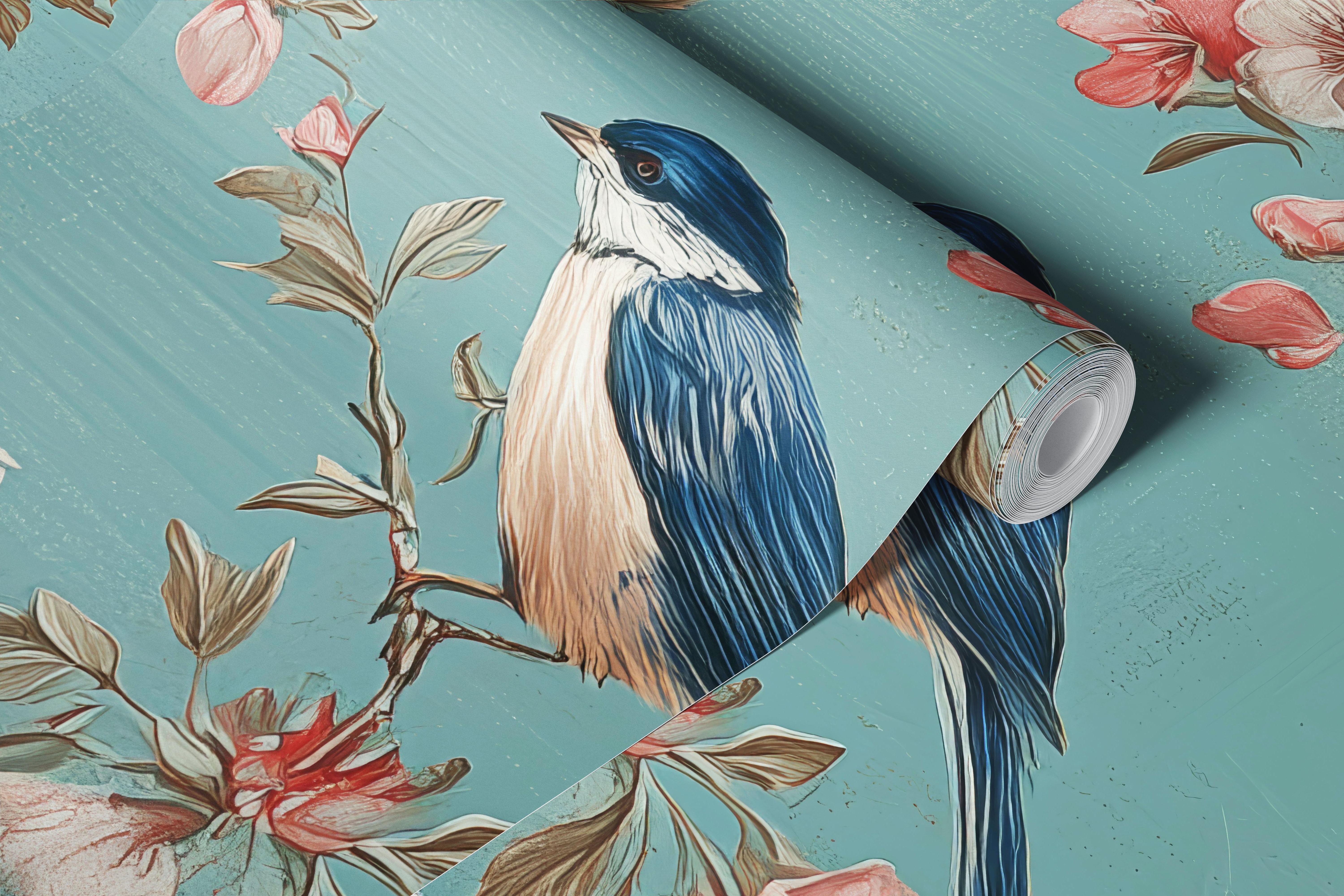 Cherry Blossom Birds tapeta u sobi