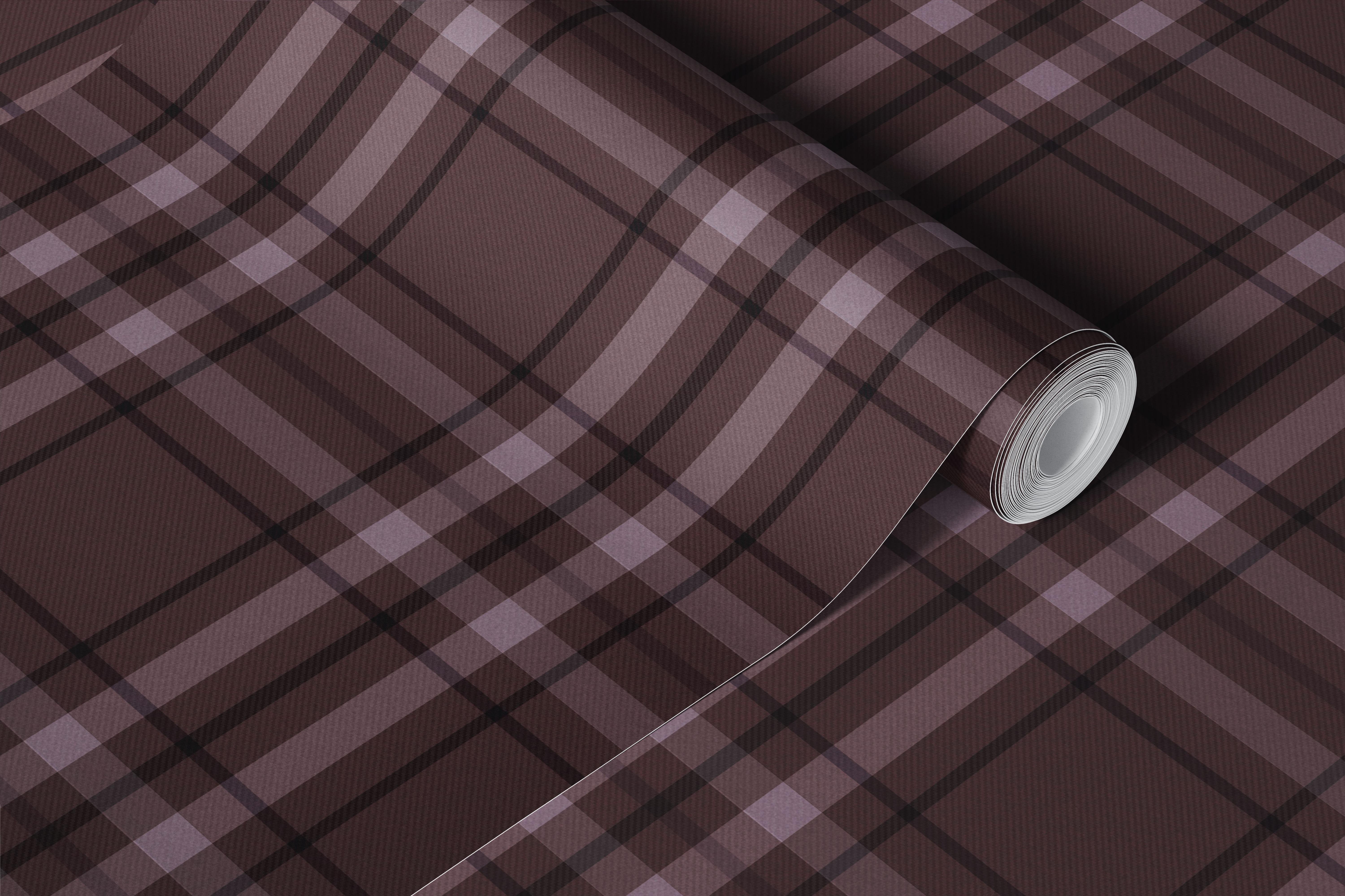 Cozy Wool Tartan Burgundy wallpaper in a room