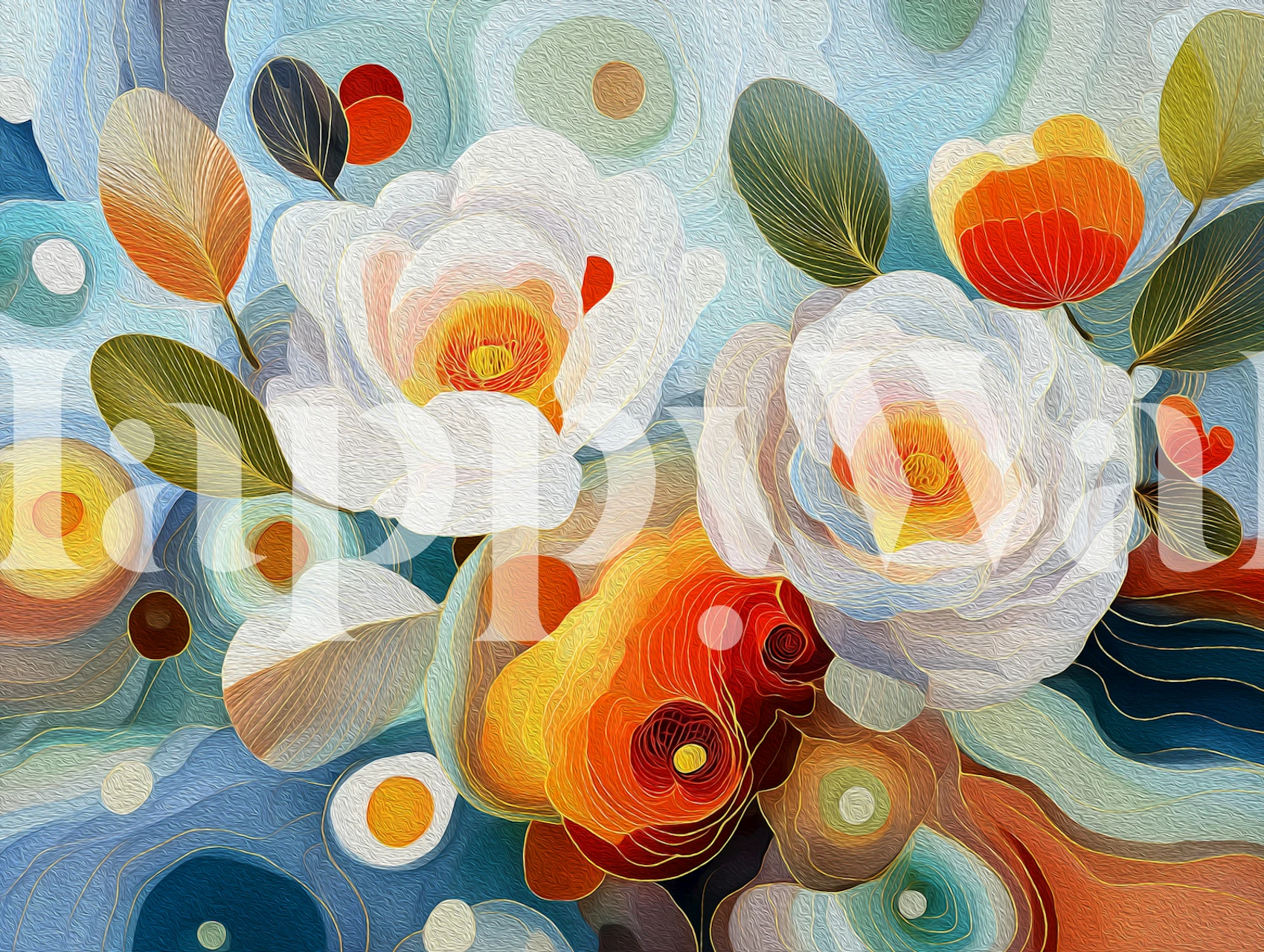 Textured Floral Dreamscape behang in een kamer