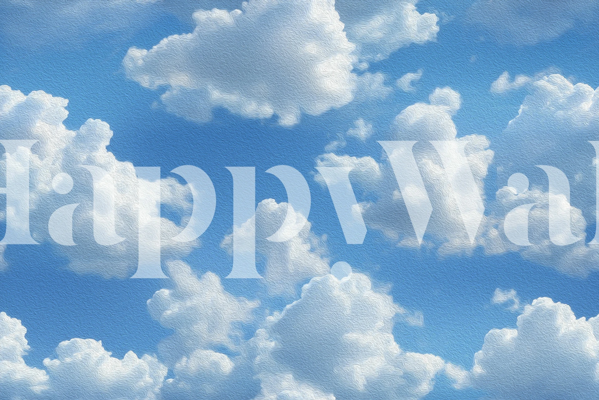 Airy cloudy sky texture wallpaper in a room