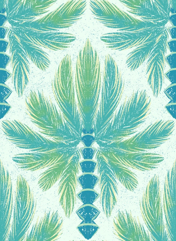 Beachy Boho Coastal Palm Trees Aqua Blue