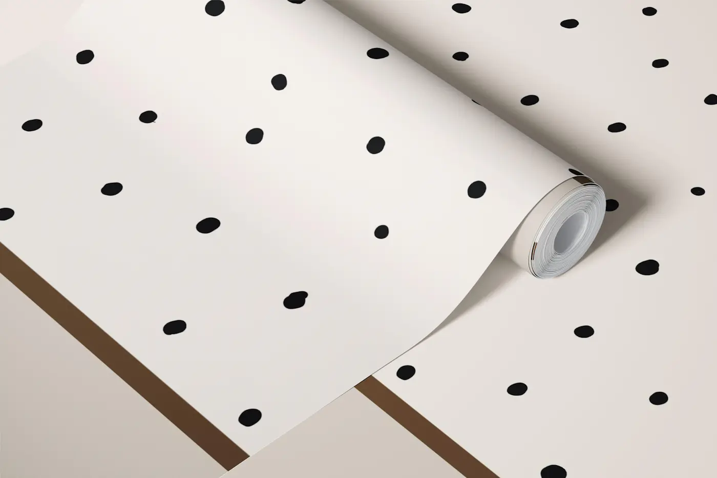 Scandi Black Dots Neutral Halfwall wallpaper roll
